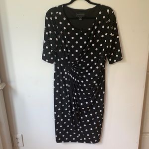 Connected Apparel Polka Dots Gathered Waist Short Sleeve Dress Size 16
